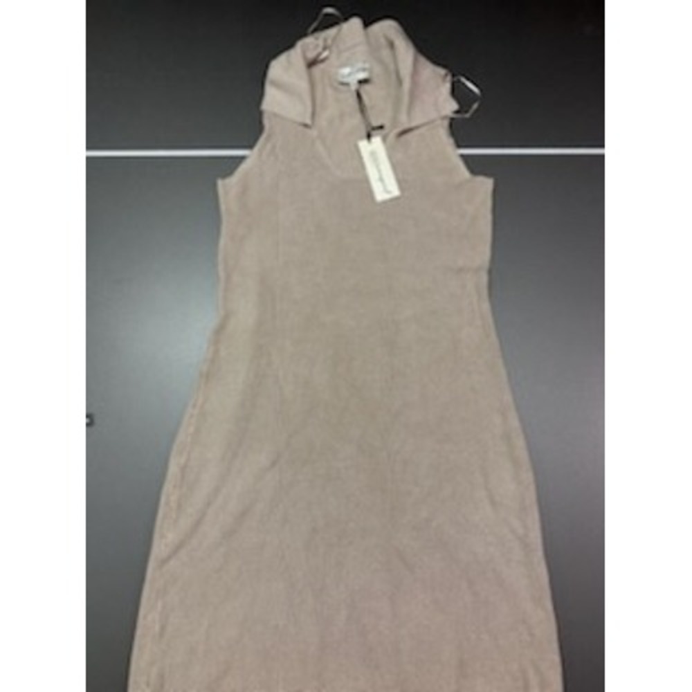 Freshman 1996 Tan Beige Ribbed Sleeveless Collared V-Neck Sweater Dress XL NWT